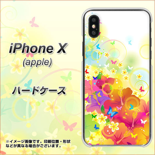 iPhone X 647 ハイビスカスと蝶 ハードケース 背面印刷