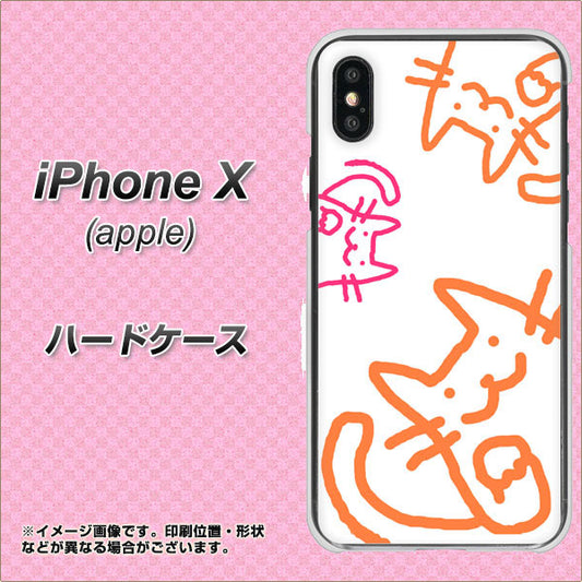 iPhone X 1098 手まねきする3匹のネコ ハードケース 背面印刷