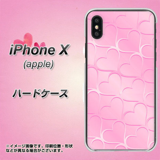 iPhone X 1342 かくれハート(ピンク) ハードケース 背面印刷