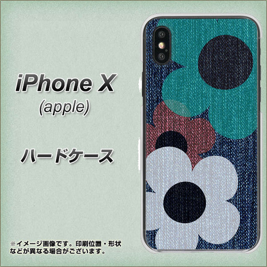 iPhone X EK869 ルーズフラワーinデニム風 ハードケース 背面印刷