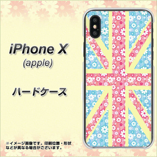 iPhone X EK895 ユニオンジャックパステルフラワー ハードケース 背面印刷