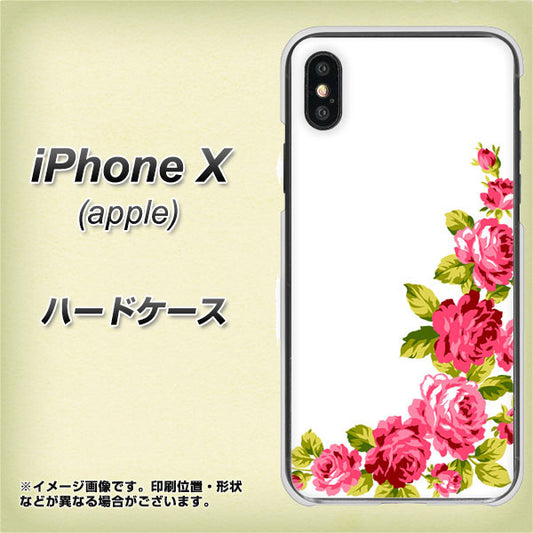 iPhone X VA825 バラのフレーム(白) ハードケース 背面印刷