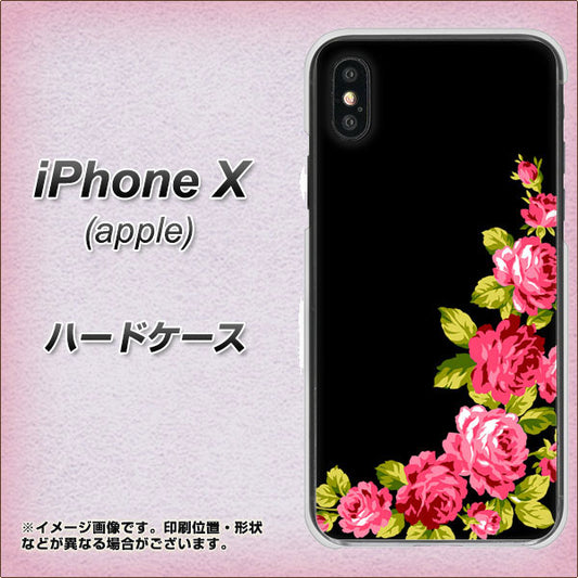 iPhone X VA826 バラのフレーム(黒) ハードケース 背面印刷