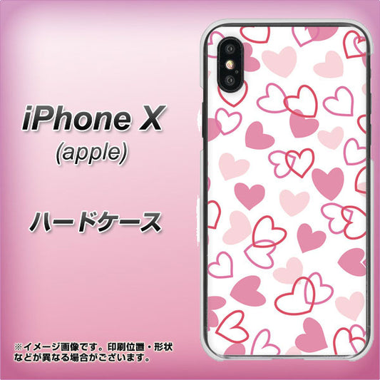 iPhone X VA929 ハートがいっぱい ピンク ハードケース 背面印刷