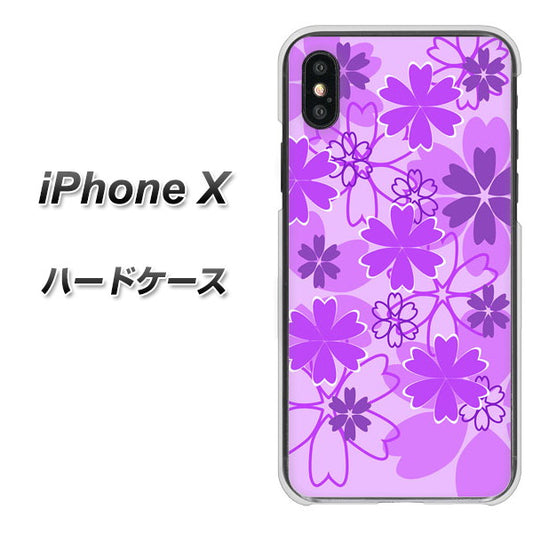 iPhone X VA960 重なり合う花 パープル ハードケース 背面印刷