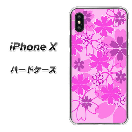 iPhone X VA961 重なり合う花 ピンク ハードケース 背面印刷