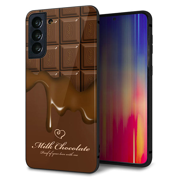 Galaxy S21+ 5G SCG10 au 強化ガラス&TPUスマホケース ガラプリ【536 板チョコ-ハート】