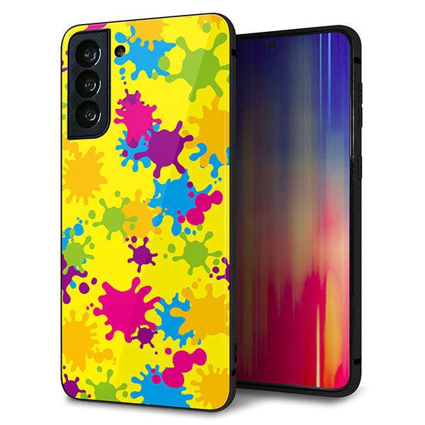 Galaxy S21+ 5G SCG10 au 強化ガラス&TPUスマホケース ガラプリ【MA879 ペイントイエロー】