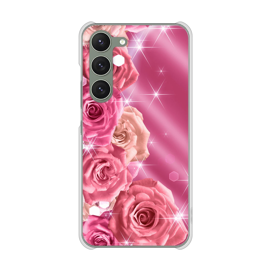 Galaxy S23 SCG19 au 1182 ピンクの薔薇に誘われて ハードケース 背面印刷