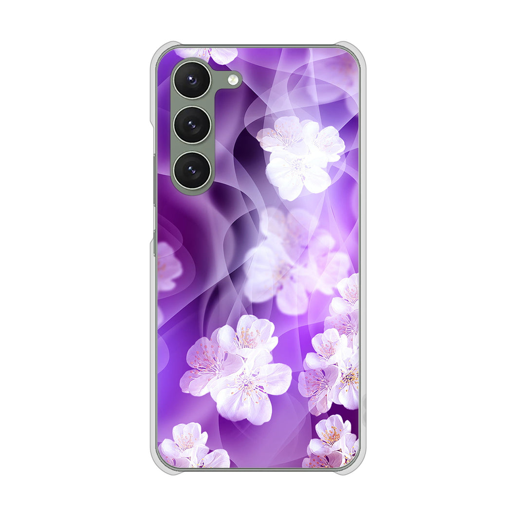 Galaxy S23 SCG19 au 1211 桜とパープルの風 ハードケース 背面印刷
