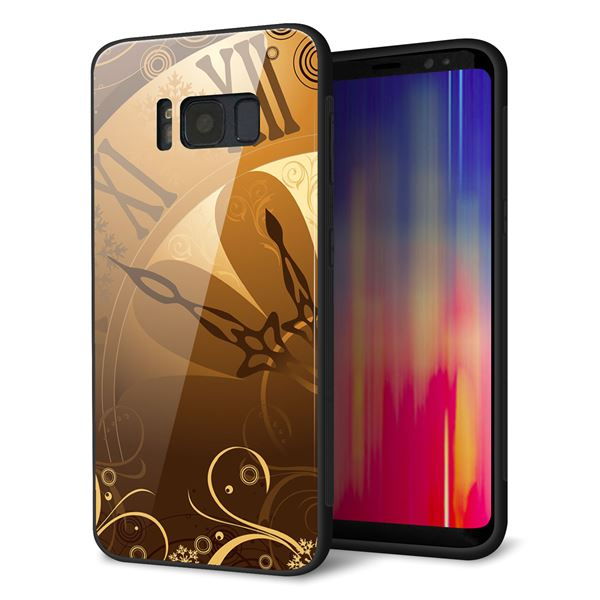 Galaxy S8 SCV36 au 強化ガラス&TPUスマホケース ガラプリ【185 時を刻む針】