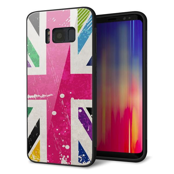 Galaxy S8 SCV36 au 強化ガラス&TPUスマホケース ガラプリ【SC806 ユニオンジャック ピンクビンテージ】