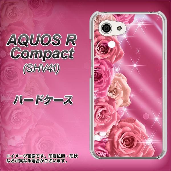 AQUOS R compact SHV41 au 1182 ピンクの薔薇に誘われて ハードケース 背面印刷