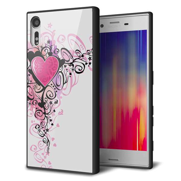 Xperia XZ SO-01J docomo 強化ガラス&TPUスマホケース ガラプリ【007 スタイリッシュハート】