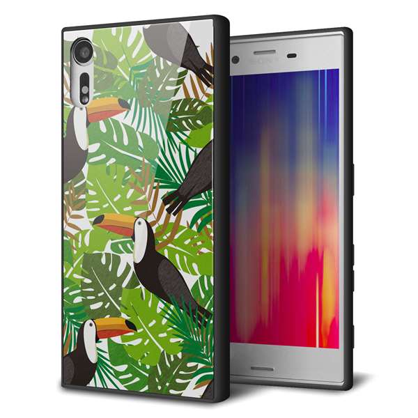 Xperia XZ SO-01J docomo 強化ガラス&TPUスマホケース ガラプリ【SC894 ボタニカル トロピカルバード】