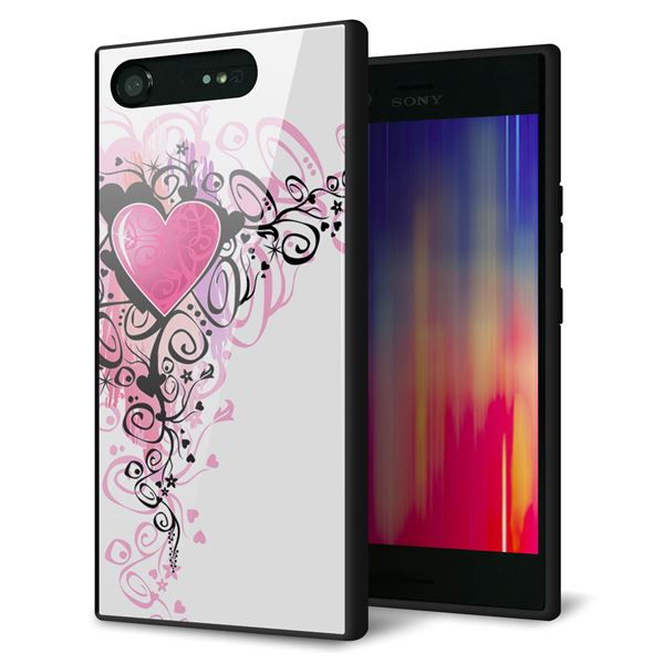 Xperia XZ1 SO-01K docomo 強化ガラス&TPUスマホケース ガラプリ【007 スタイリッシュハート】