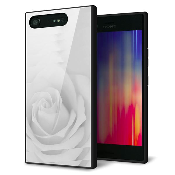 Xperia XZ1 SO-01K docomo 強化ガラス&TPUスマホケース ガラプリ【402 ホワイトRose】