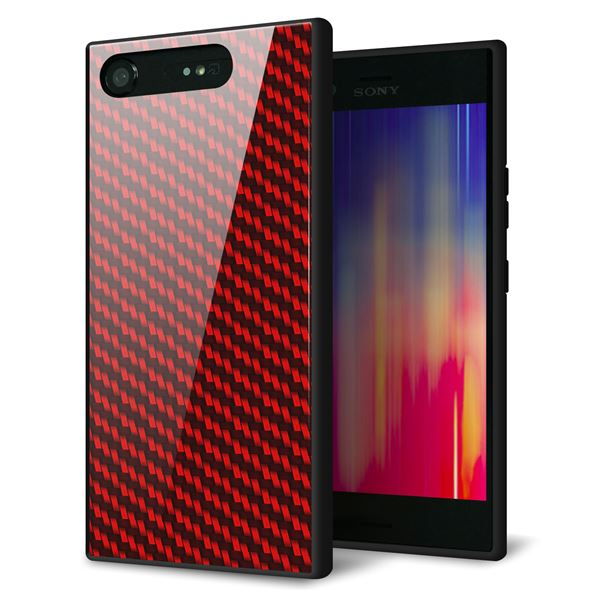 Xperia XZ1 SO-01K docomo 強化ガラス&TPUスマホケース ガラプリ【EK906 レッドカーボン】