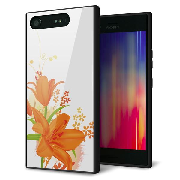 Xperia XZ1 SO-01K docomo 強化ガラス&TPUスマホケース ガラプリ【SC848 ユリ(オレンジ)】