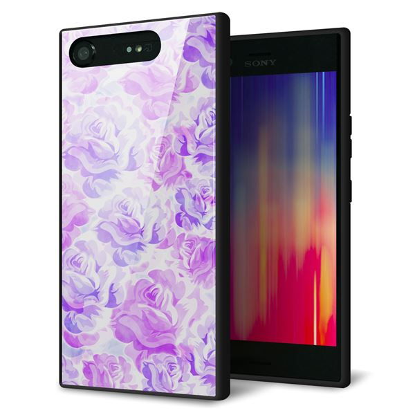 Xperia XZ1 SO-01K docomo 強化ガラス&TPUスマホケース ガラプリ【SC929 ローズ パープル】