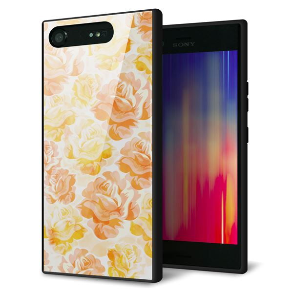 Xperia XZ1 SO-01K docomo 強化ガラス&TPUスマホケース ガラプリ【SC931 ローズ イエロー】