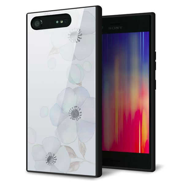 Xperia XZ1 SO-01K docomo 強化ガラス&TPUスマホケース ガラプリ【SC951 ドゥ・フルール(エンジェルブルー)】