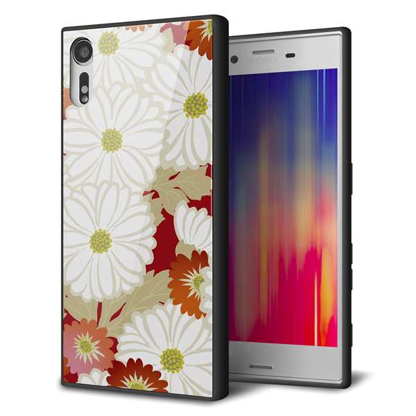 Xperia XZ SOV34 au 強化ガラス&TPUスマホケース ガラプリ【YJ322 和柄 菊】