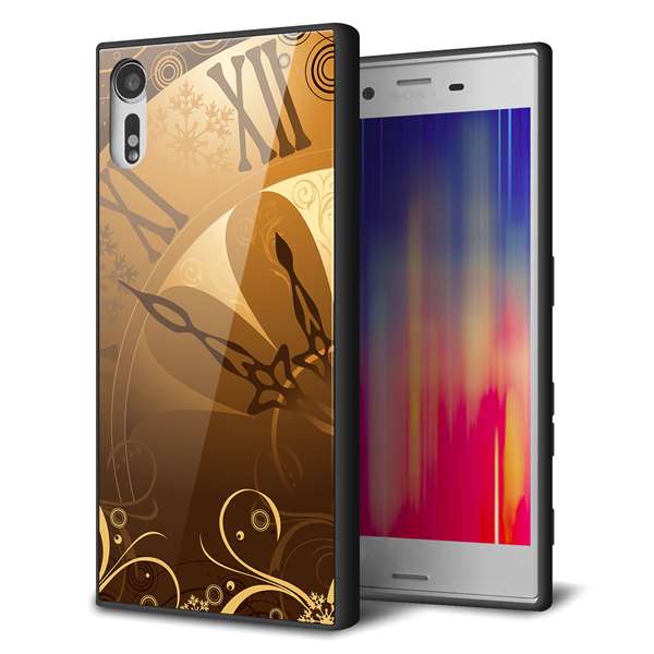 Xperia XZs SOV35 au 強化ガラス&TPUスマホケース ガラプリ【185 時を刻む針】