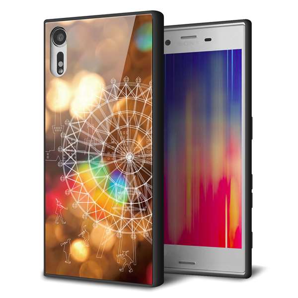 Xperia XZs SOV35 au 強化ガラス&TPUスマホケース ガラプリ【KM884 観覧車と笛吹】