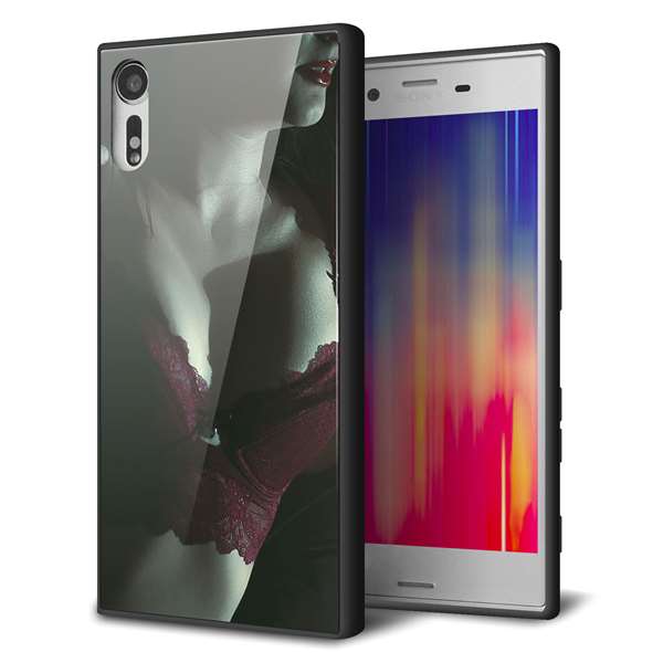 Xperia XZs SOV35 au 強化ガラス&TPUスマホケース ガラプリ【KM887 ランジェリー】