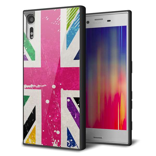 Xperia XZs SOV35 au 強化ガラス&TPUスマホケース ガラプリ【SC806 ユニオンジャック ピンクビンテージ】