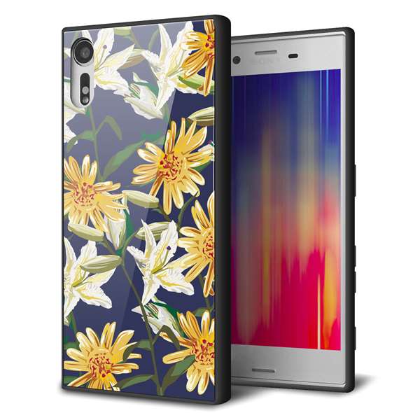 Xperia XZs SOV35 au 強化ガラス&TPUスマホケース ガラプリ【SC893 ボタニカル デイジー&リリー】