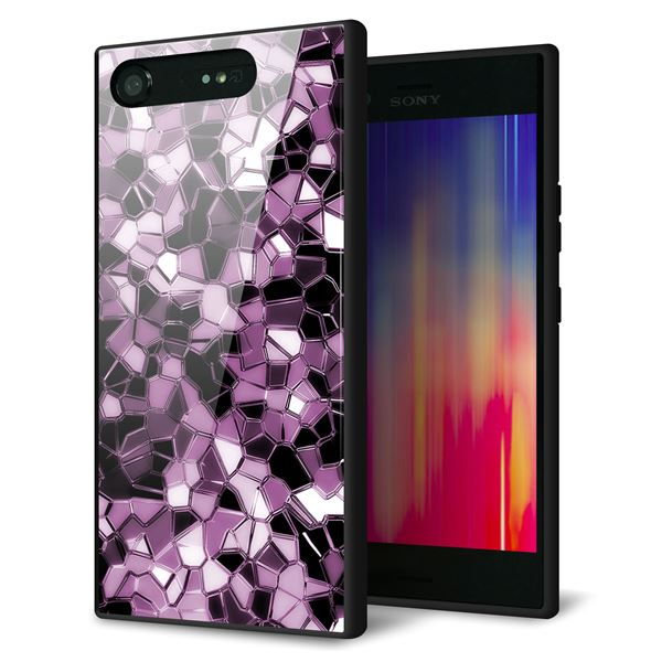 Xperia XZ1 SOV36 au 強化ガラス&TPUスマホケース ガラプリ【EK837 テクニカルミラーパープル】