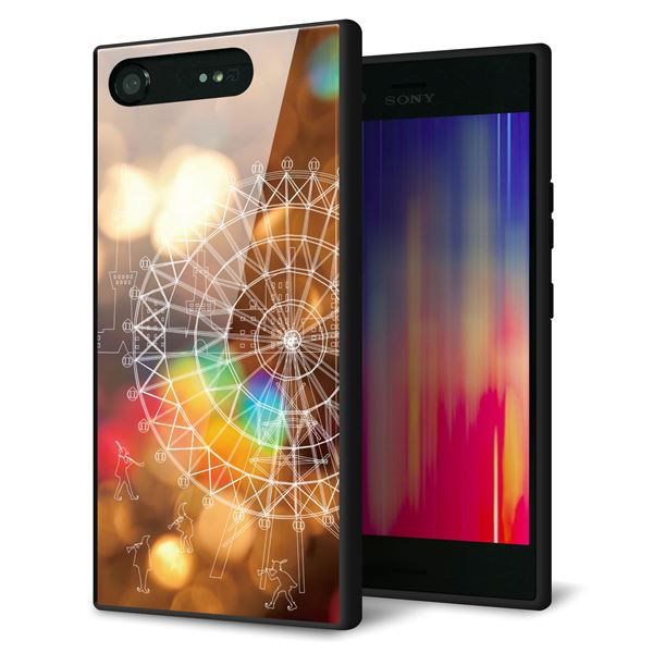 Xperia XZ1 SOV36 au 強化ガラス&TPUスマホケース ガラプリ【KM884 観覧車と笛吹】