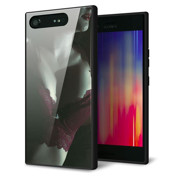 Xperia XZ1 SOV36 au 強化ガラス&TPUスマホケース ガラプリ【KM887 ランジェリー】
