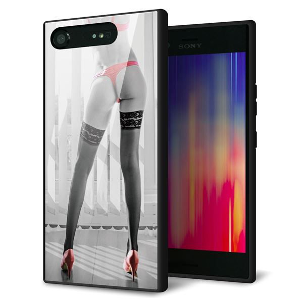 Xperia XZ1 SOV36 au 強化ガラス&TPUスマホケース ガラプリ【KM889 ハイヒール】