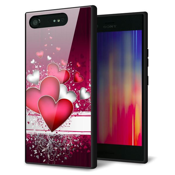 Xperia XZ1 SOV36 au 強化ガラス&TPUスマホケース ガラプリ【VA835 ハートの息吹】