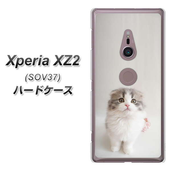 Xperia XZ2 SOV37 au VA803 まっていますネコ ハードケース 背面印刷