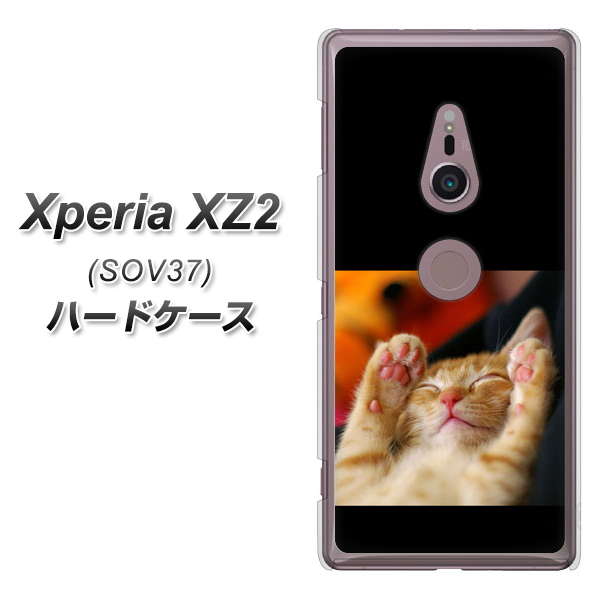 Xperia XZ2 SOV37 au VA804 爆睡するネコ ハードケース 背面印刷