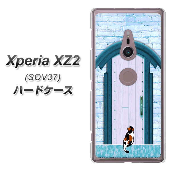 Xperia XZ2 SOV37 au YA953 石ドア03 素材クリア ハードケース 背面印刷
