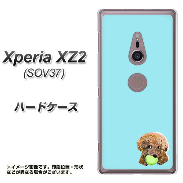 Xperia XZ2 SOV37 au YJ054 トイプードル&ボール(ブルー) ハードケース 背面印刷