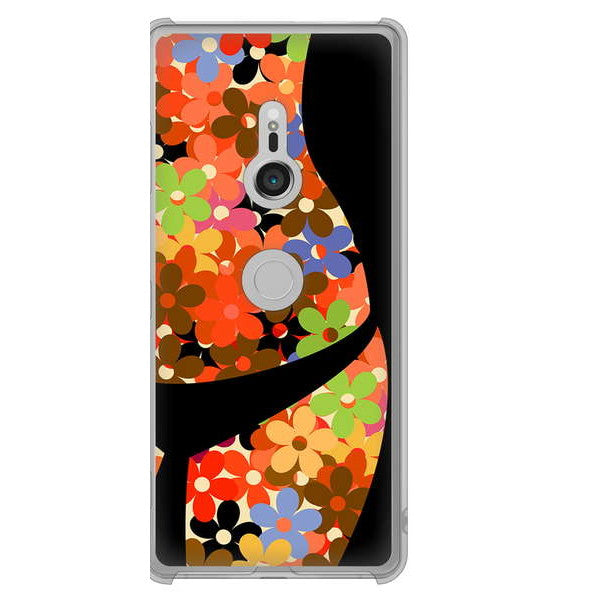 Xperia XZ3 SOV39 au 1258 フラワーボディ ハードケース 背面印刷