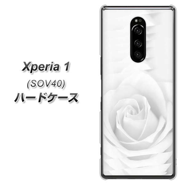 Xperia 1 SOV40 au 402 ホワイトRose ハードケース 背面印刷