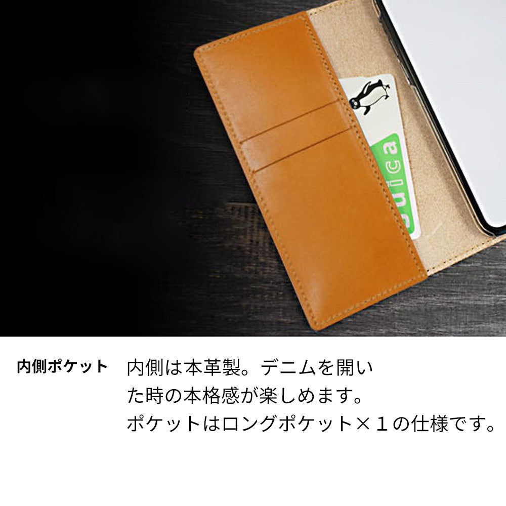 iPhone 18 Pro 天然素材の水玉デニム本革仕立て 本革ベルト 手帳型ケース 耐衝撃