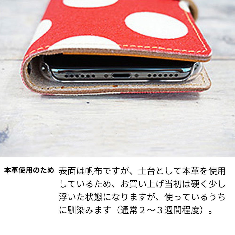 iPhone 18 Pro 水玉帆布×本革仕立て 手帳型ケース 耐衝撃