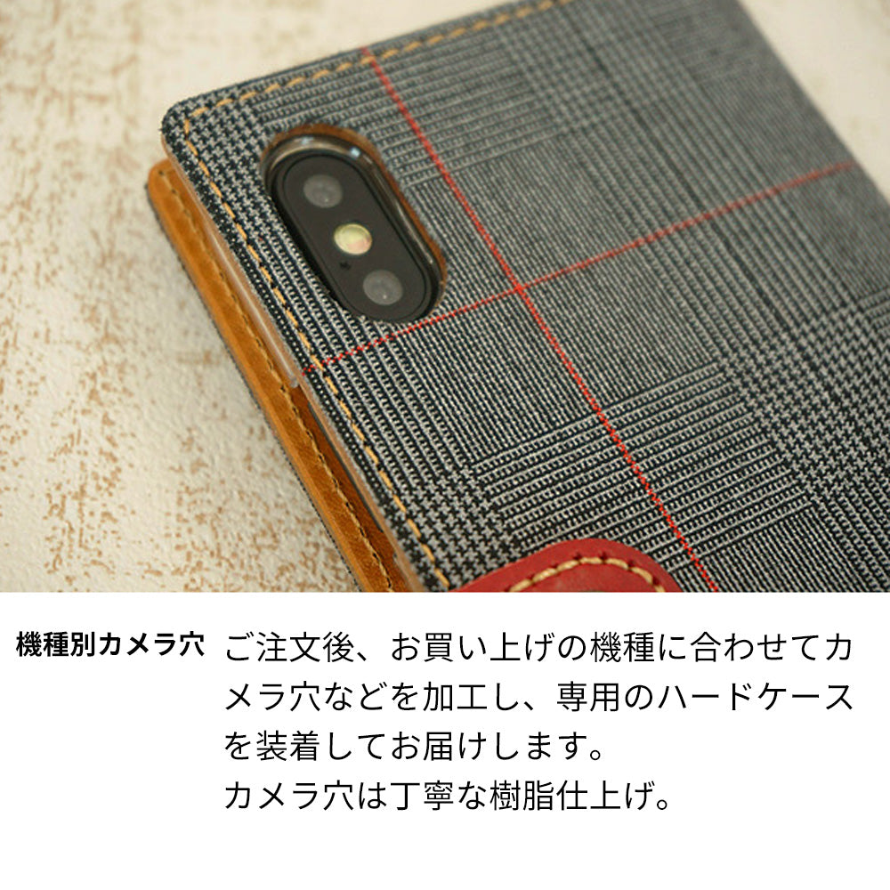 OPPO Reno7 A グレンチェック＆イタリアンレザー手帳型ケース 耐衝撃