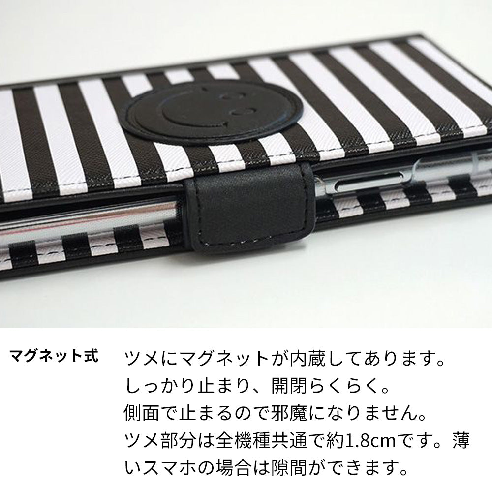iPhone 18 Pro スマホケース 手帳型 ボーダー ニコちゃん スタンド付き