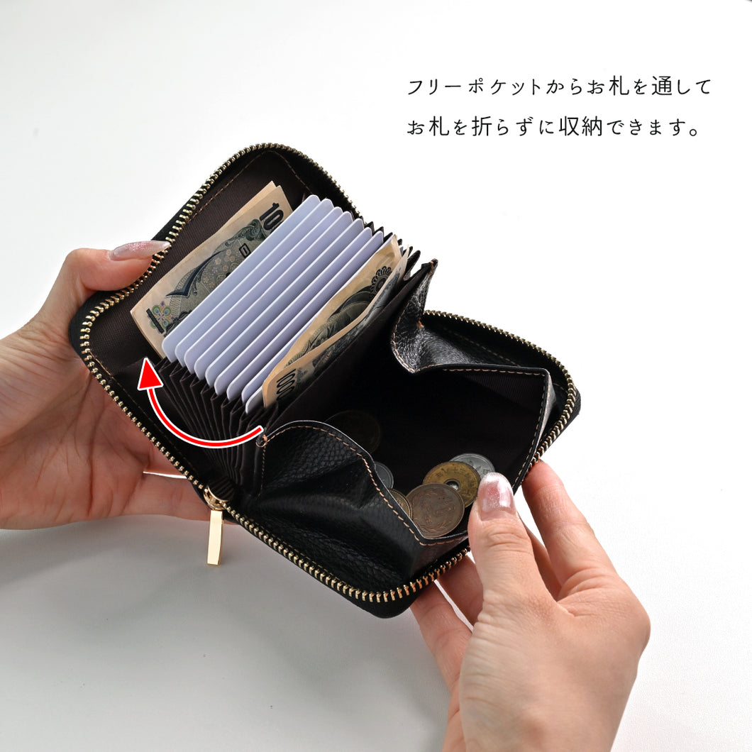 イタリアンレザー 市松模様 お札が折れない コンパクトウォレット 本革 ミニ財布 TKM