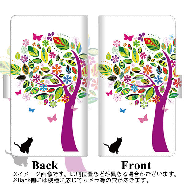 iPhone 18 Pro Max EK907 花とネコ 通常型 プリント手帳型ケース