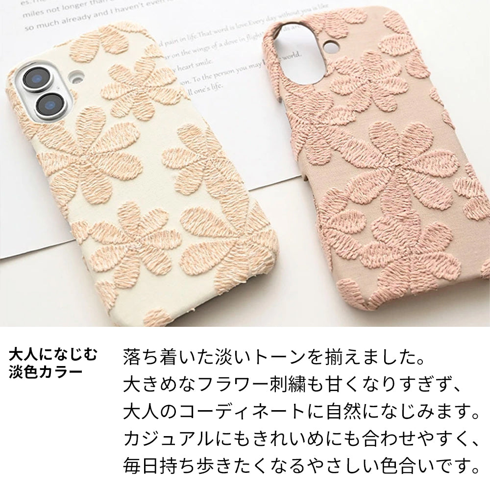 iPhone 18 Pro ラテフラワー 刺繍 花柄 まるっと全貼りハードケース スマホケース